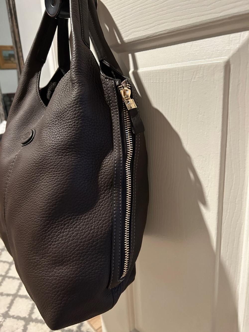 Tod's Dark Brown Pebbled Leather Shoulder Bag - Picture 3 of 5